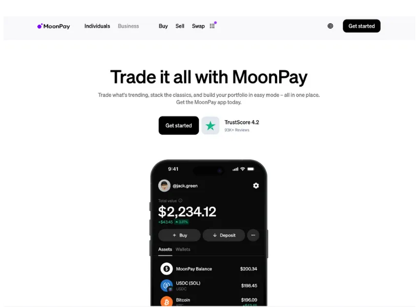 MoonPay 提供多種付款管道